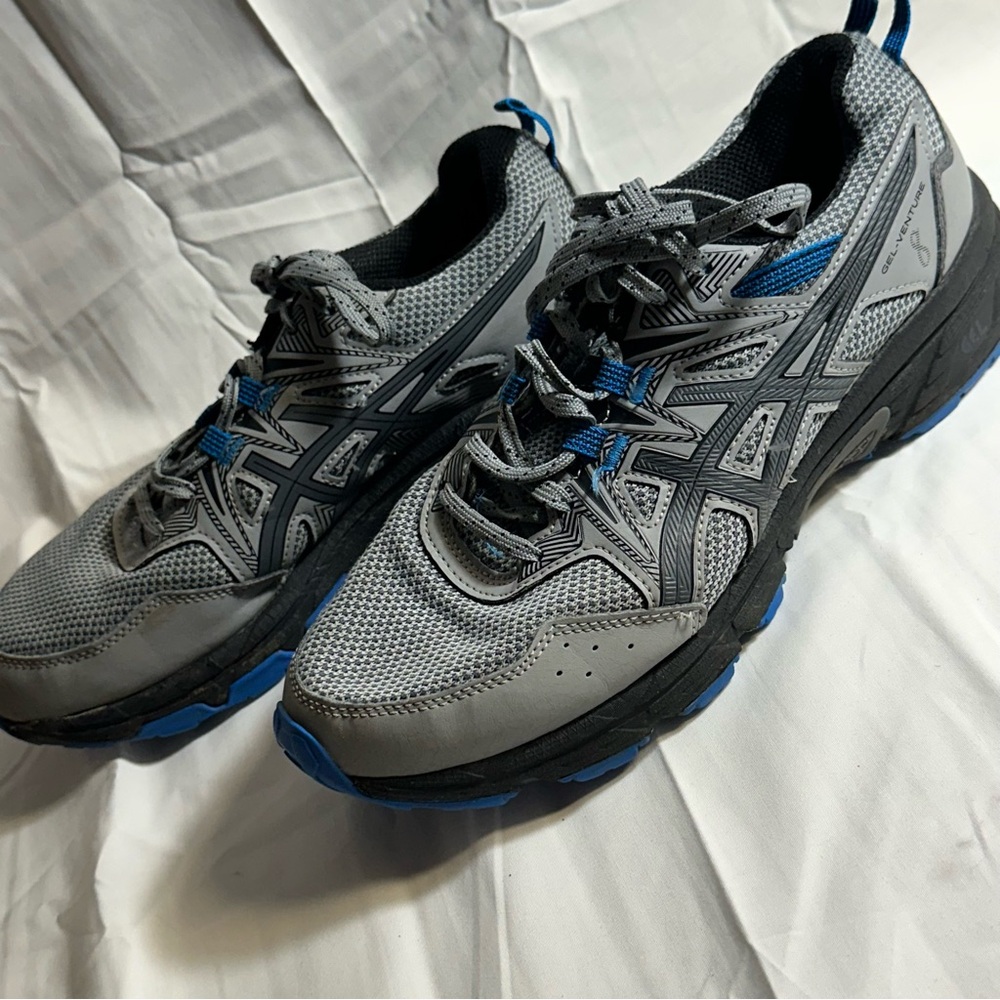 Men's Gray and Blue Gel Venture 8 Oasis Athletic Running Shoes Size 7